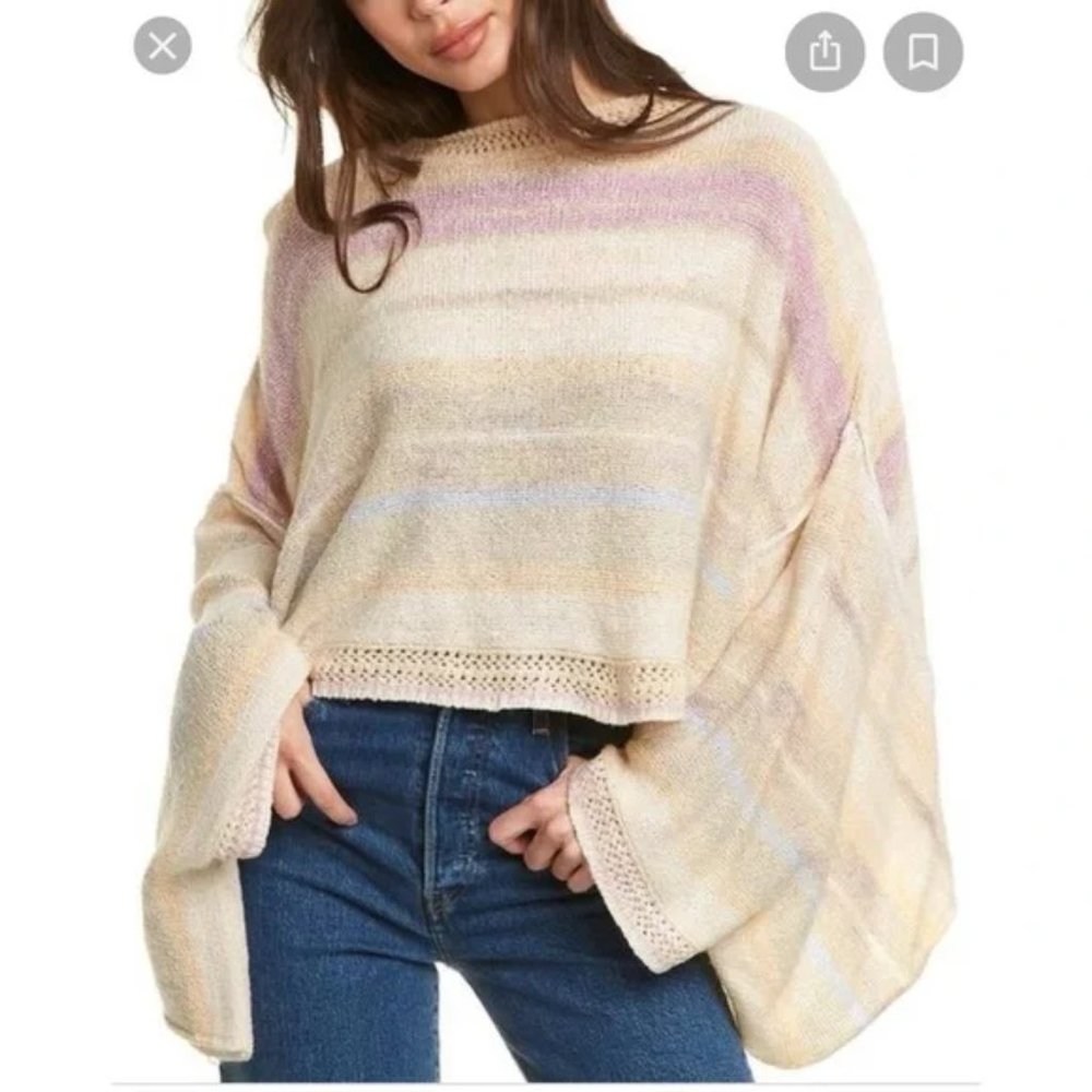 LN Free People Saturn Poncho Sweater Warm Sky Boho S
